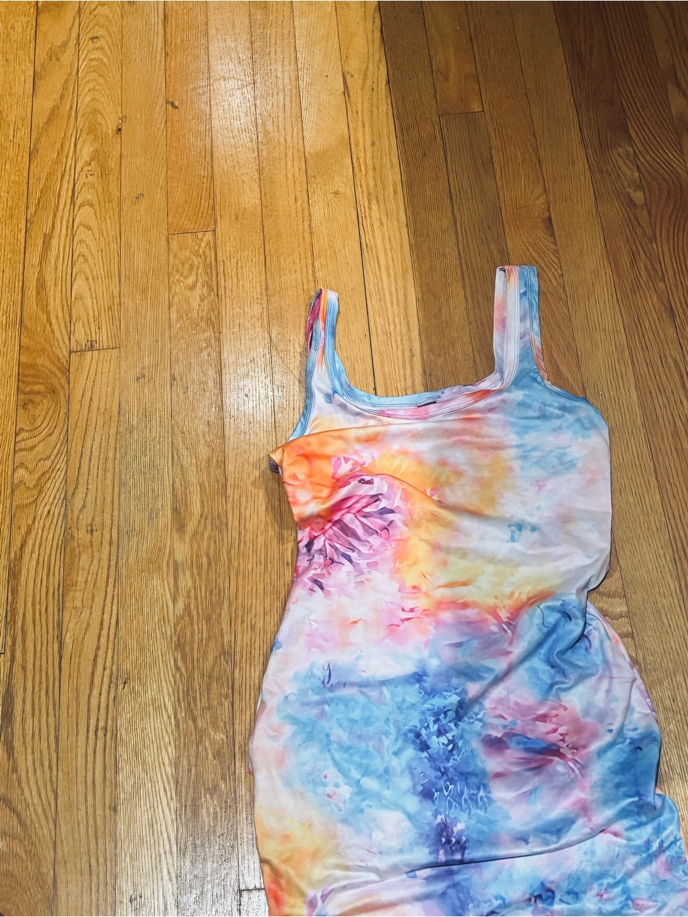 SHEIN Tie-Dye Tank Dress in Pink and Blue